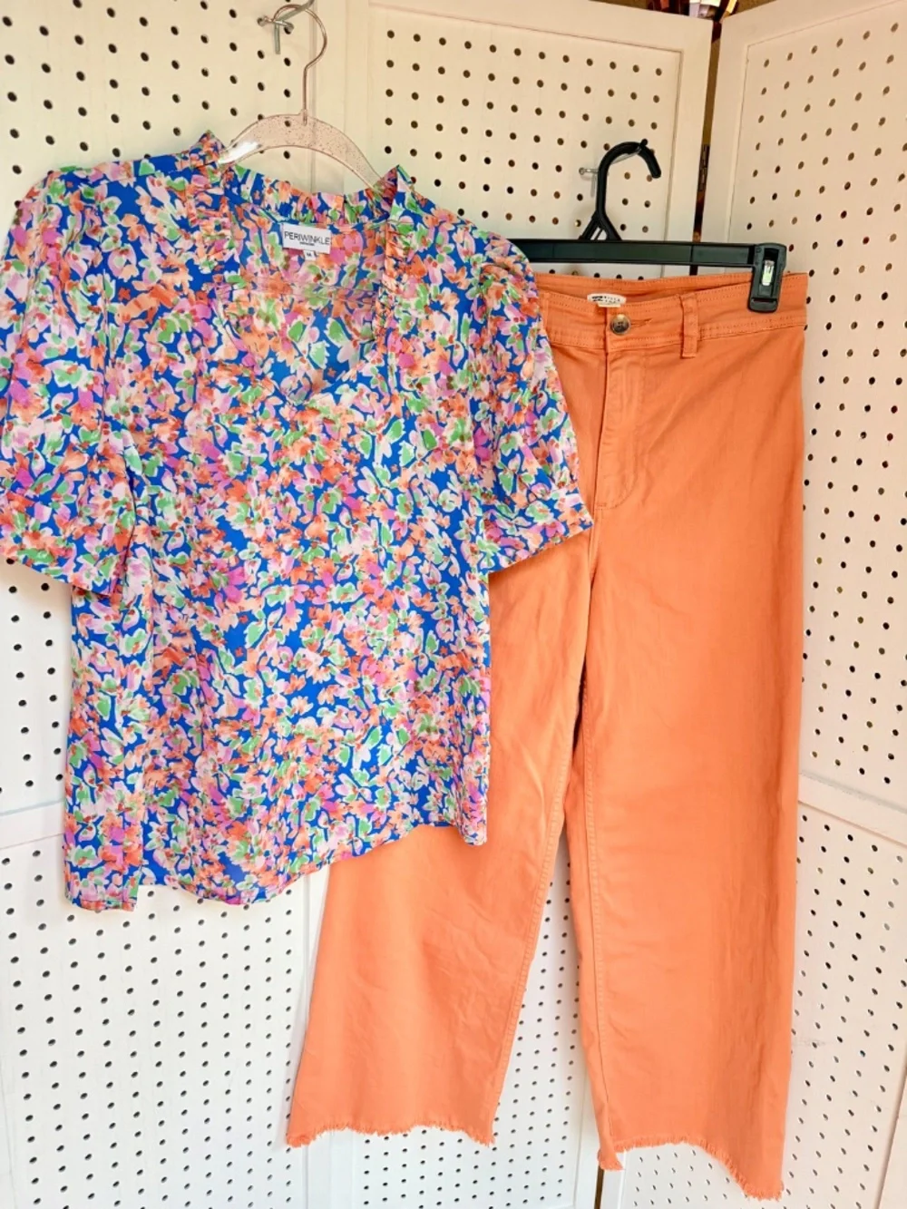 Billabong Free Fall Wide Leg Pants Ginger Orange 28 Raw Hem Cropped Twill